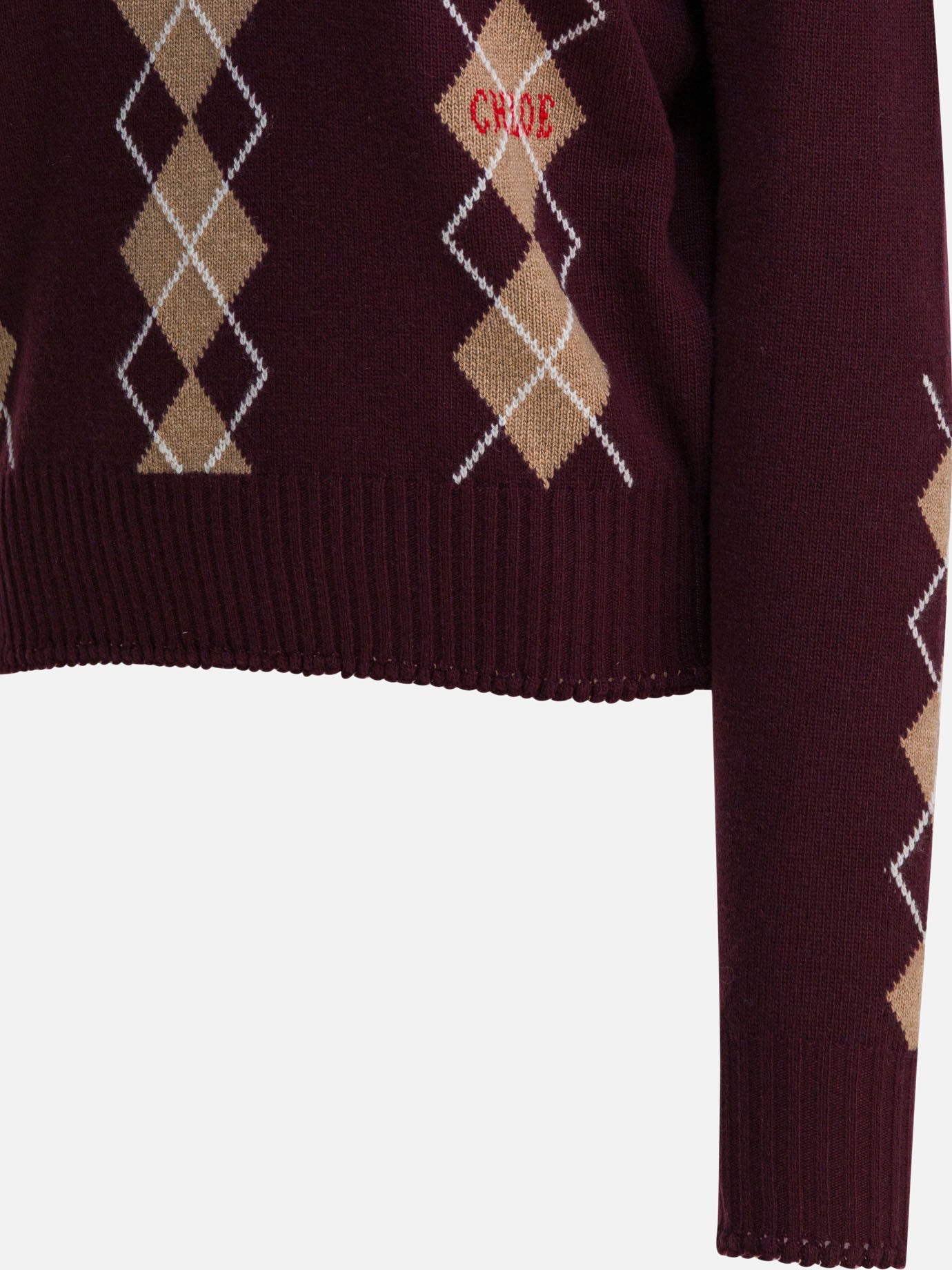 V neck sweaters Argyle  Bordeaux - Chloé Women | PDP | VIETTI Online Store | Zoom-Modal_4
