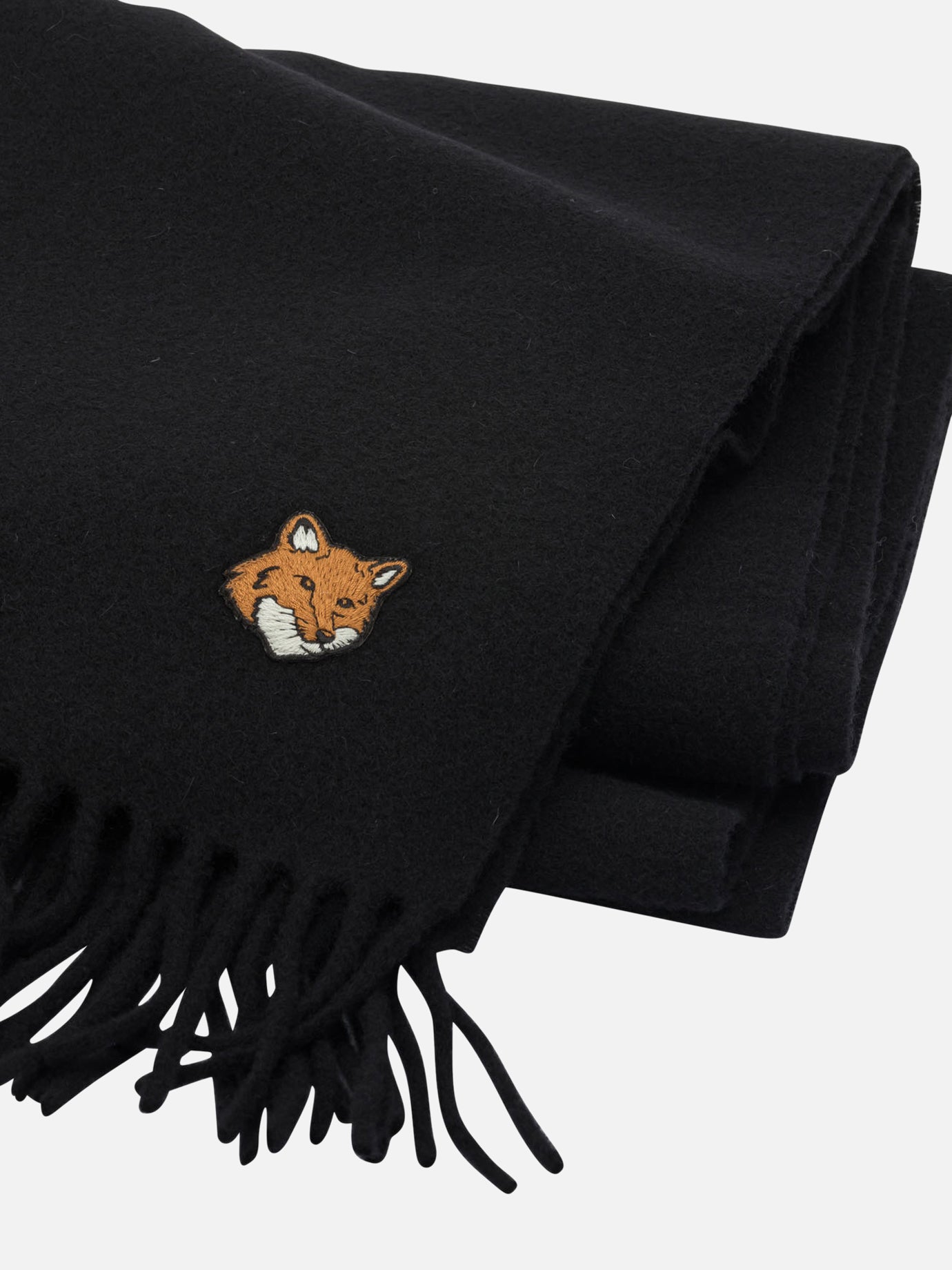 Fringed scarves Logo  Black - Maison Kitsuné Men | PDP | VIETTI Online Store | thumbnail_2
