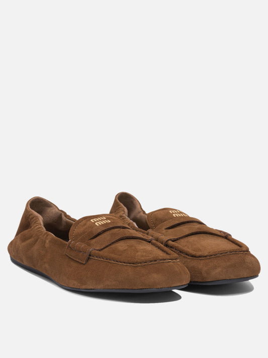 Miu Miu Suede "Ruches" loafers 11859867_36 Brown 2