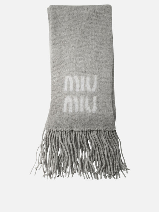 Fringed scarves 5FS062  Grey - Miu Miu Women | PDP | VIETTI Online Store 
