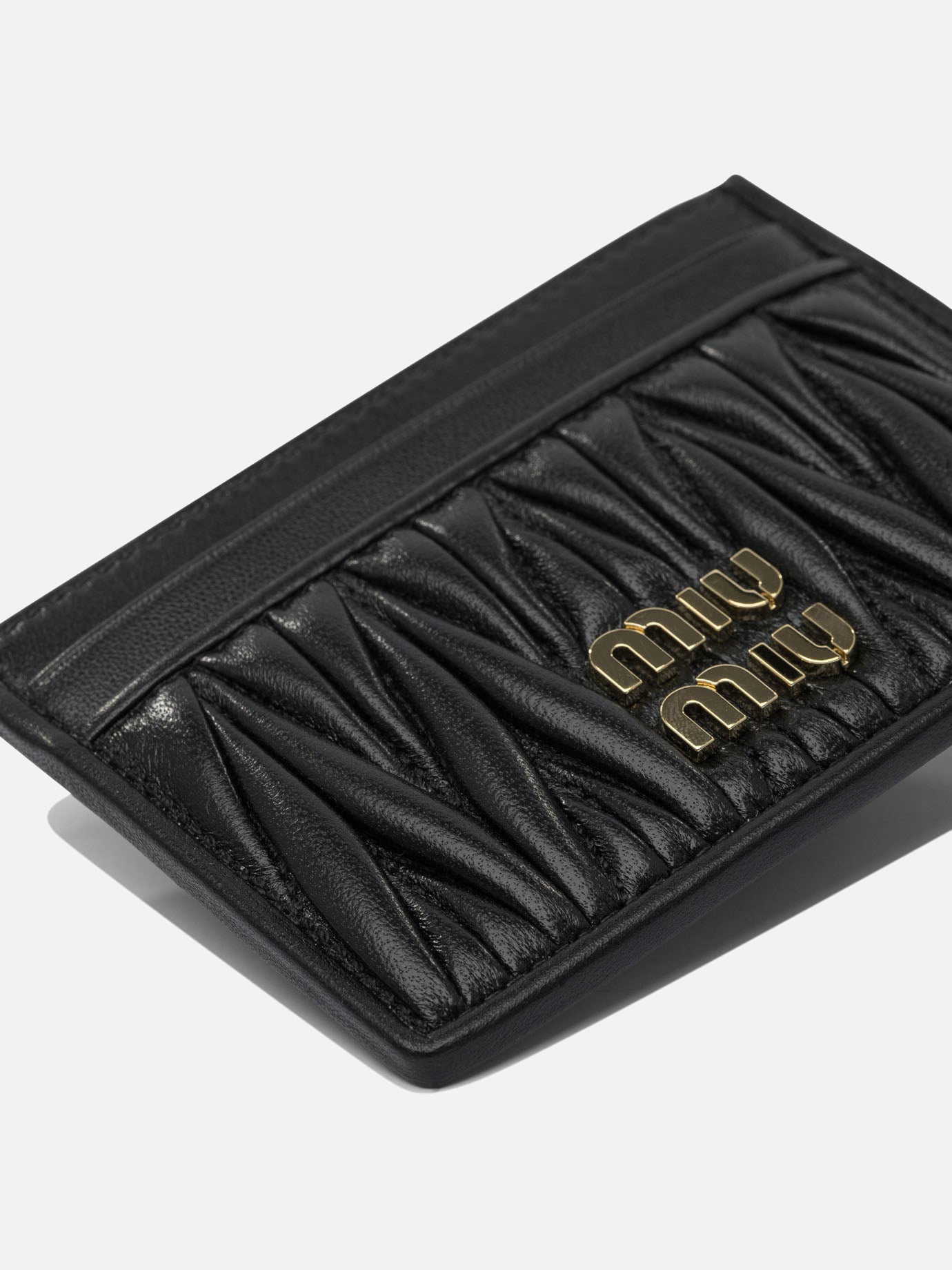 Miu Miu Matelassé nappa leather card holders Black