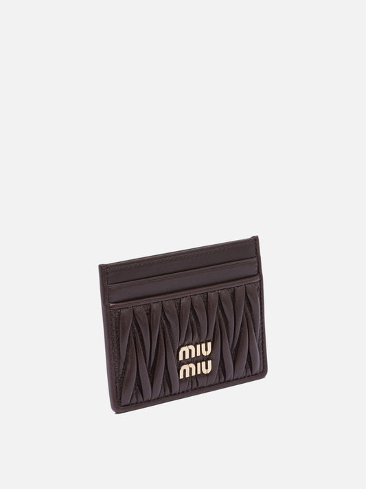 Miu Miu Matelassé nappa leather card holders 10067569_UNI Brown 2