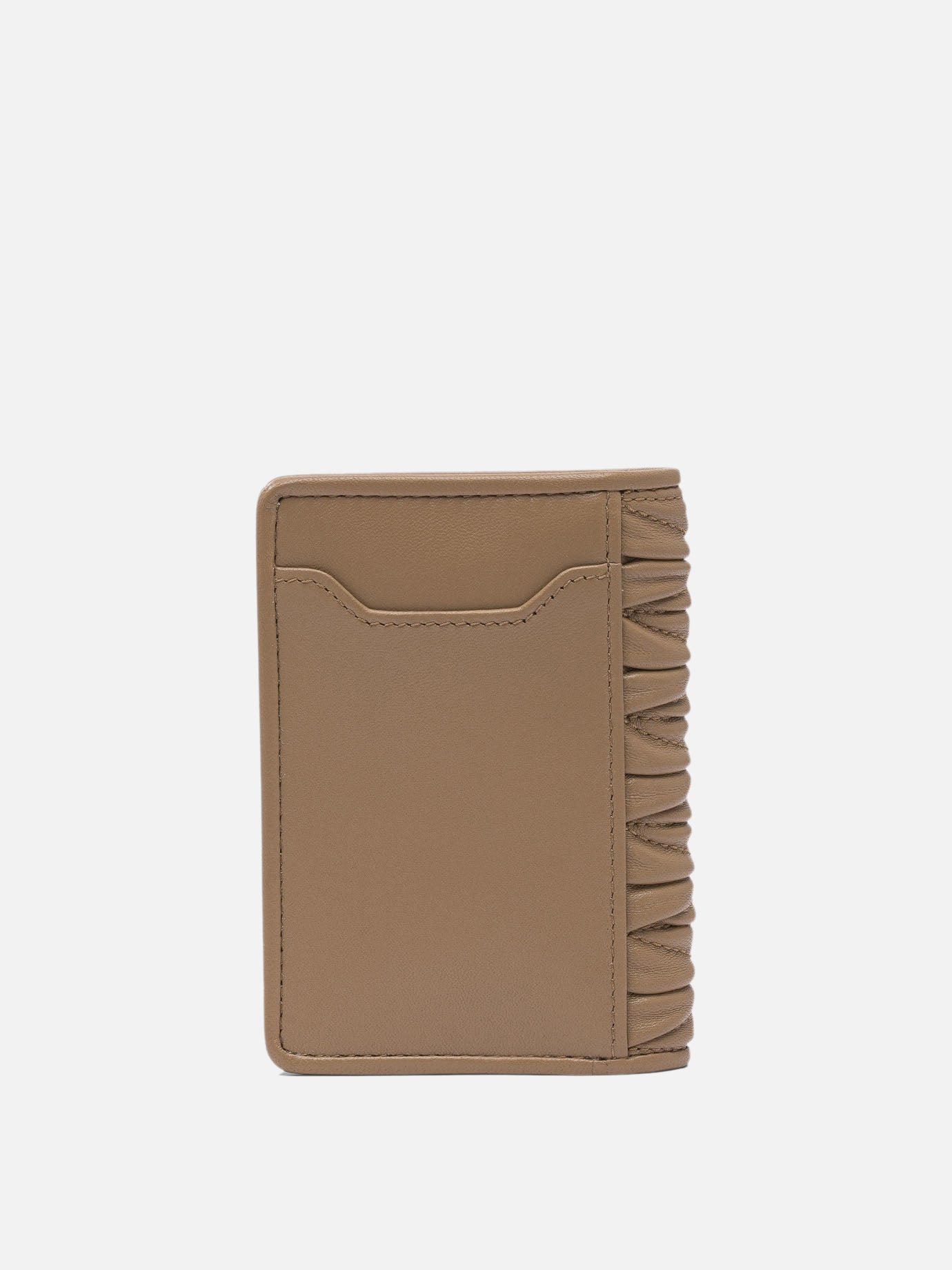 Miu Miu Matelassé nappa leather card holders Brown