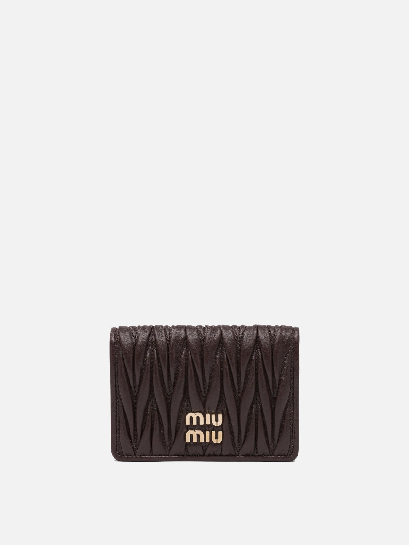 Miu Miu Matelassé nappa leather card holders Brown