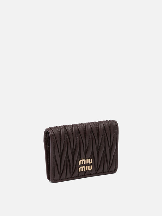 Miu Miu Matelassé nappa leather card holders 14844098_UNI Brown 2