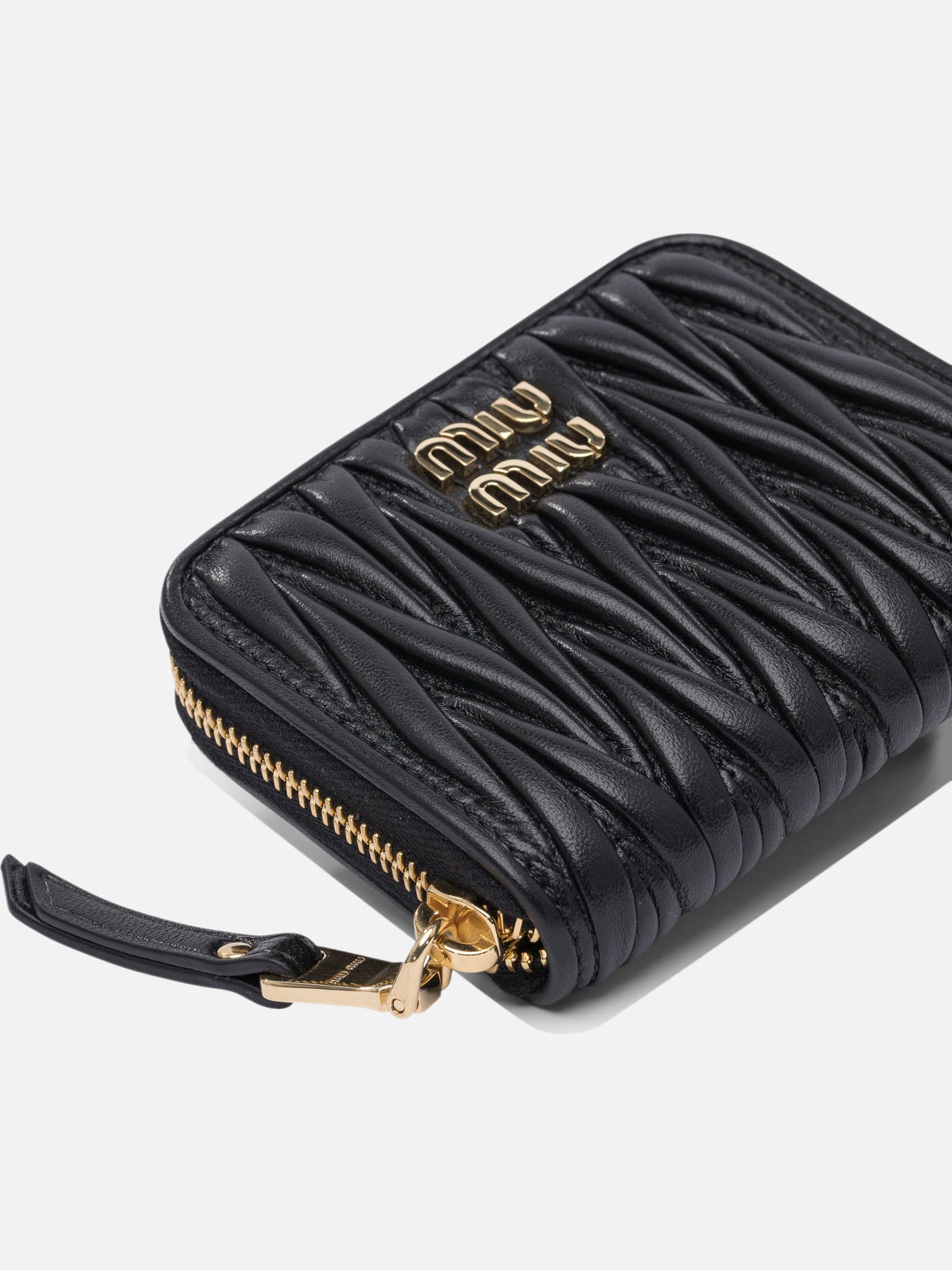 Miu Miu Matelassé nappa leather coin purse Black