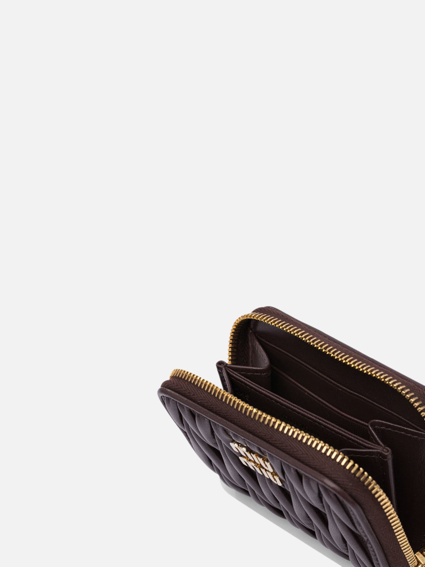 Miu Miu Matelassé nappa leather coin purse Brown