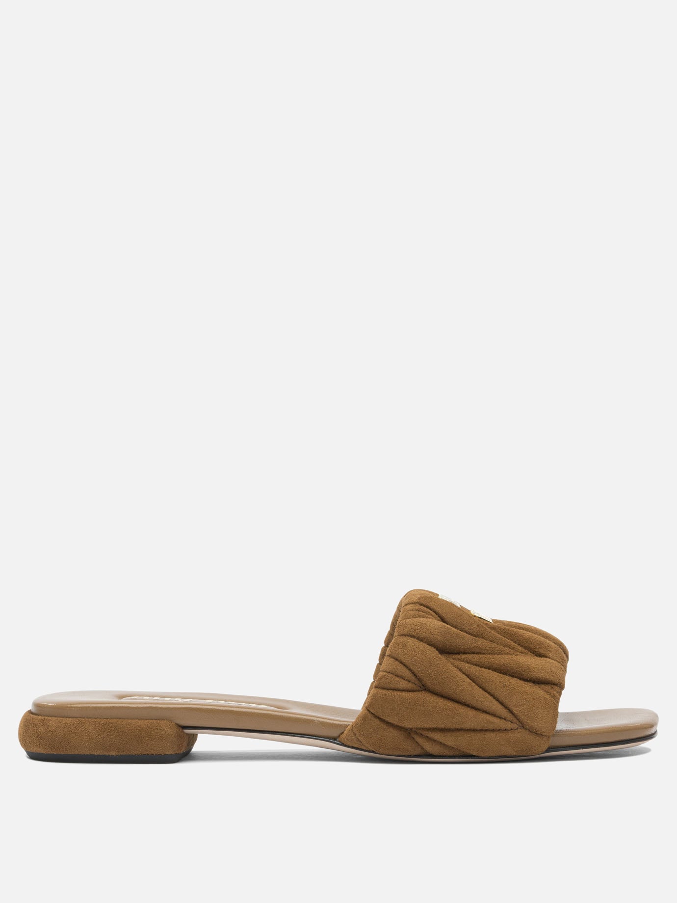 Flat sandals 100 % calf leather  Brown - Miu Miu Women | PDP | VIETTI Online Store | thumbnail