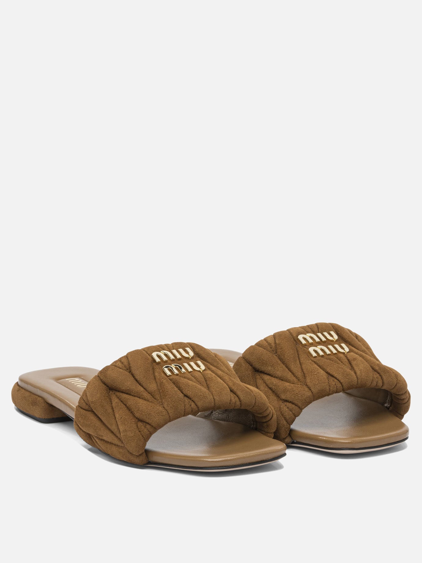Flat sandals 100 % calf leather  Brown - Miu Miu Women | PDP | VIETTI Online Store | thumbnail_2