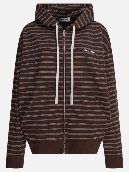 Full zip sweatshirts Striped  Brown - Miu Miu Women | PLP | VIETTI Online Store 
