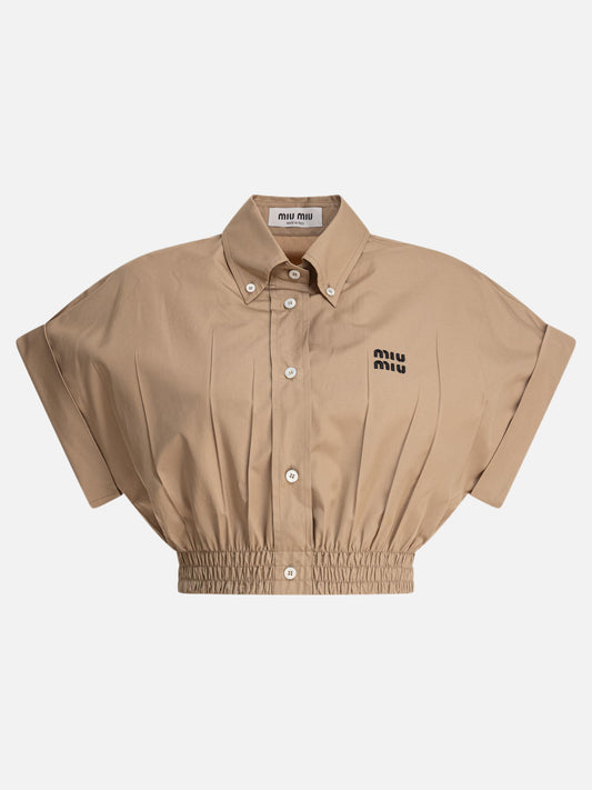 Crop tops Logo  Beige - Miu Miu Women | PDP | VIETTI Online Store 
