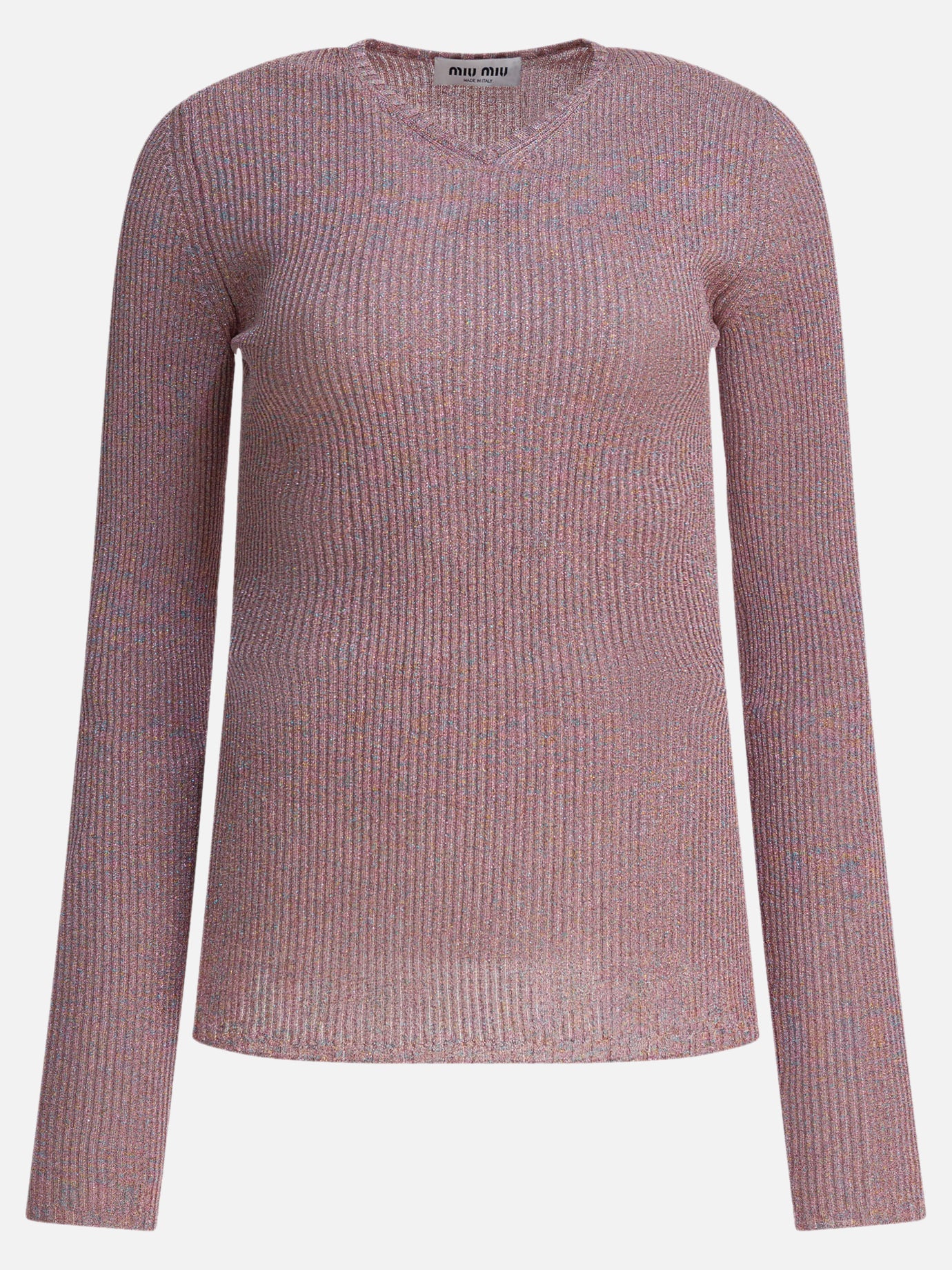 V neck sweaters Mélange  Pink - Miu Miu Women | PDP | VIETTI Online Store | thumbnail