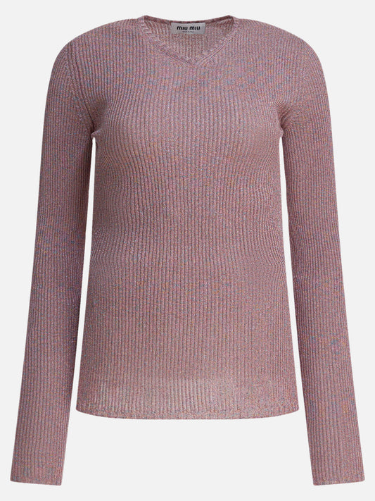 V neck sweaters Mélange  Pink - Miu Miu Women | PLP | VIETTI Online Store 
