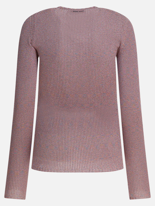V neck sweaters Mélange  Pink - Miu Miu Women | PLP | VIETTI Online Store | 2
