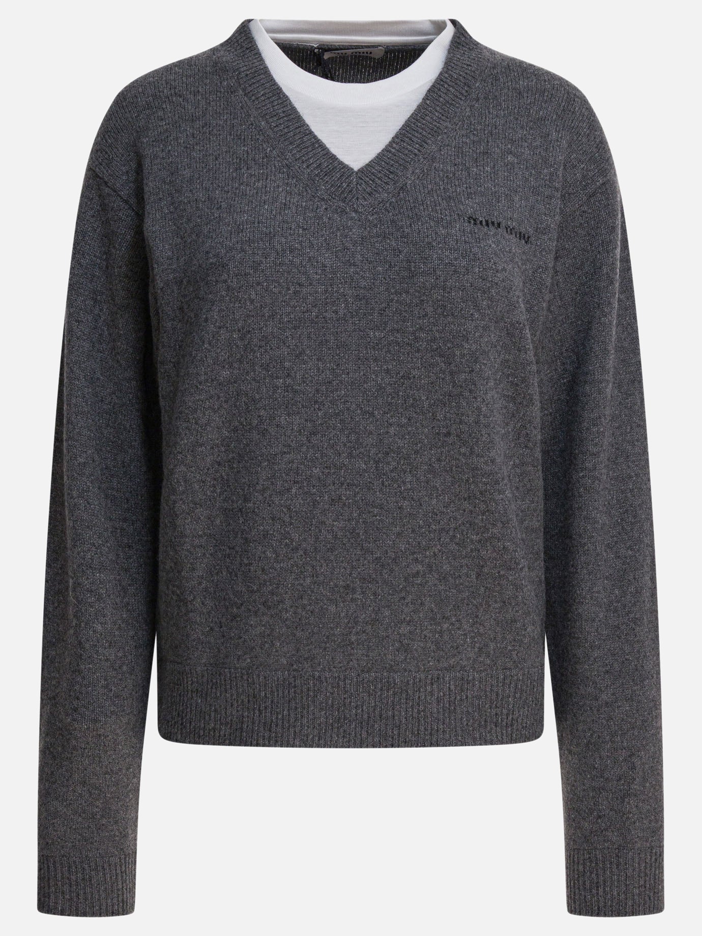 Crewneck sweaters Logo  Grey - Miu Miu Women | PDP | VIETTI Online Store | thumbnail