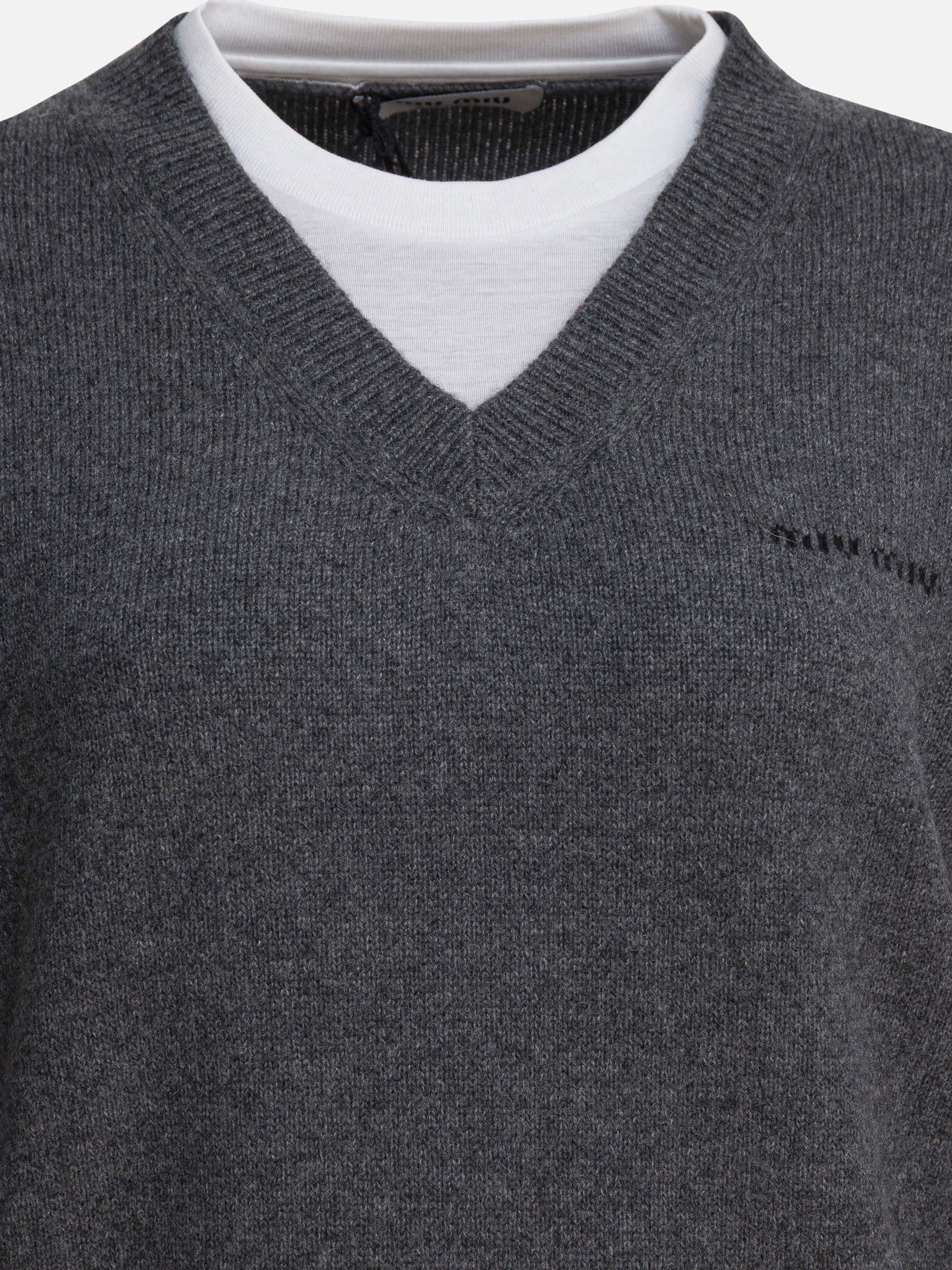 Crewneck sweaters Logo  Grey - Miu Miu Women | PDP | VIETTI Online Store | Zoom-Modal_3
