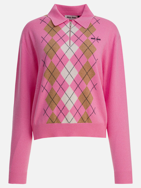 Half zip sweaters Argyle  Pink - Miu Miu Women | PLP | VIETTI Online Store 
