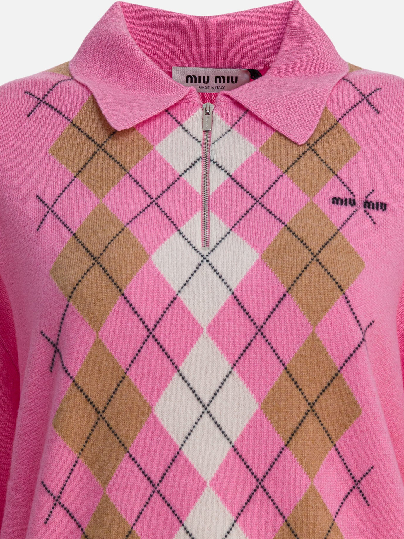 Half zip sweaters Argyle  Pink - Miu Miu Women | PDP | VIETTI Online Store | thumbnail_3