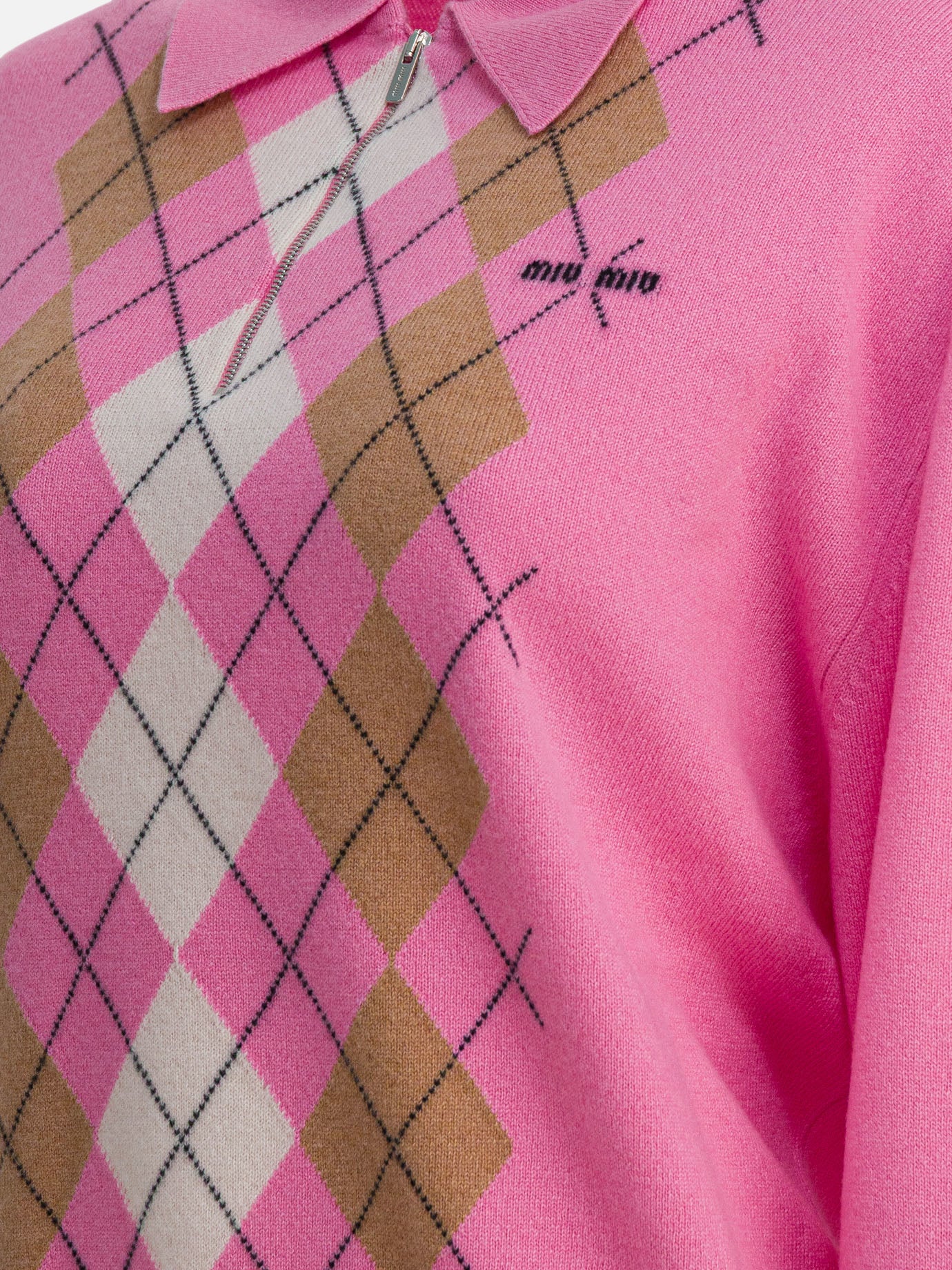 Half zip sweaters Argyle  Pink - Miu Miu Women | PDP | VIETTI Online Store | Zoom-Modal_4
