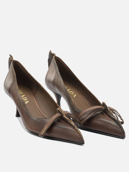 Heeled sandals 100% calf leather  Brown - Prada Women | PDP | VIETTI Online Store | 2
