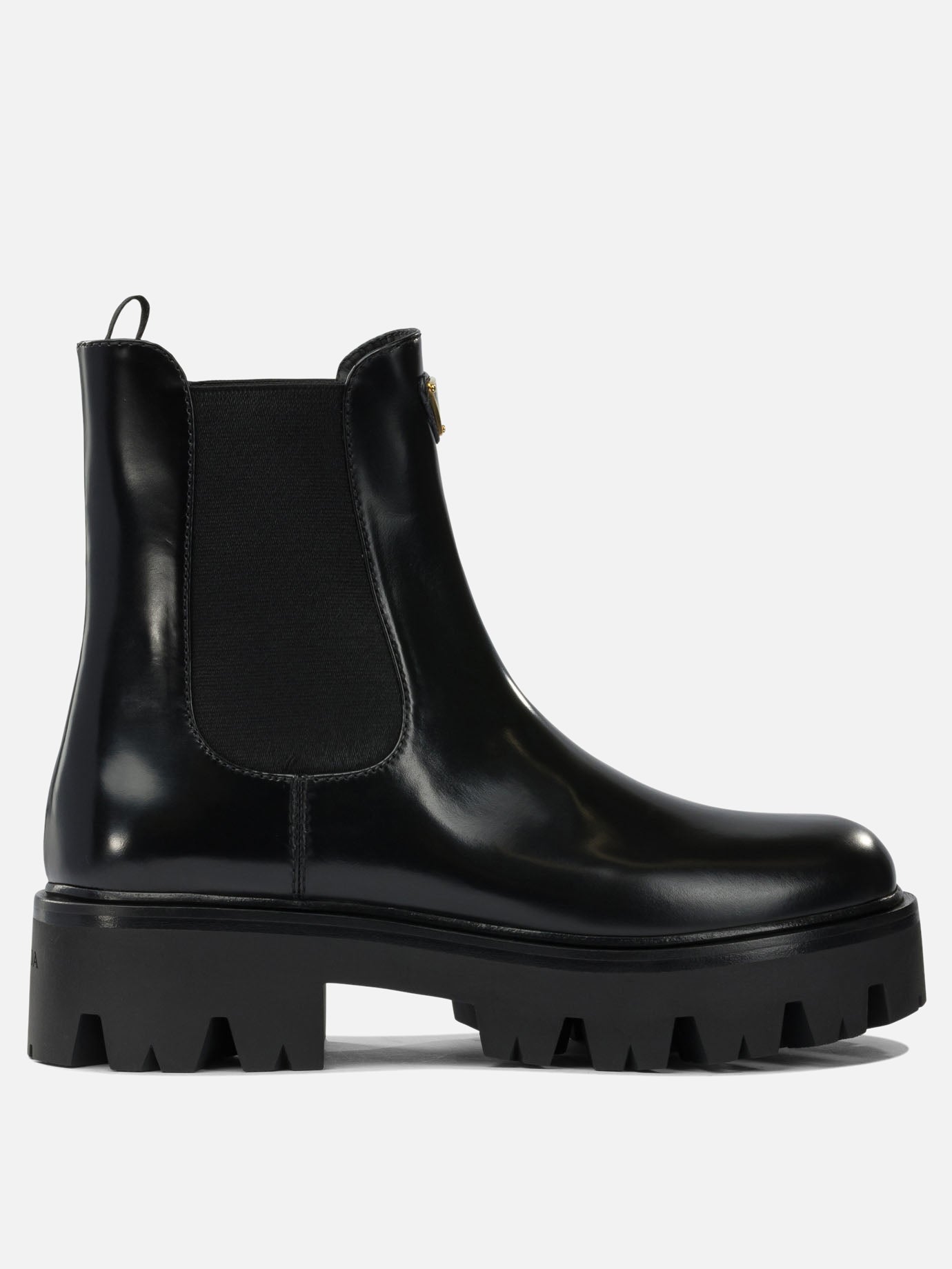 Pull-on boots 100% calf leather - 74% polyester 26% elastane  Black - Prada Women | PDP | VIETTI Online Store | thumbnail