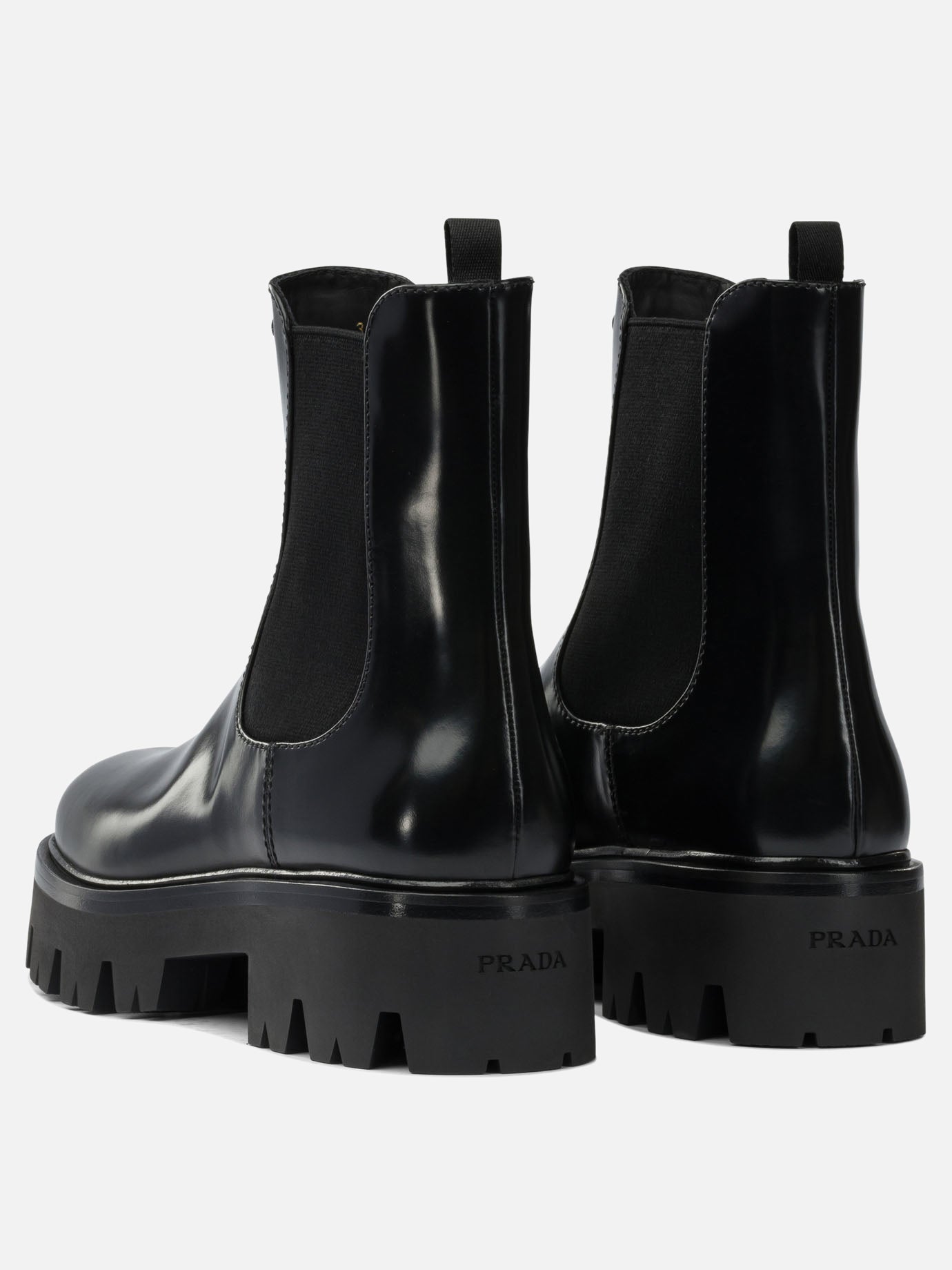 Pull-on boots 100% calf leather - 74% polyester 26% elastane  Black - Prada Women | PDP | VIETTI Online Store | thumbnail_4