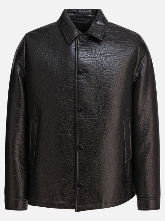 Leather jackets Solid colour  Black - Prada Men | PLP | VIETTI Online Store 
