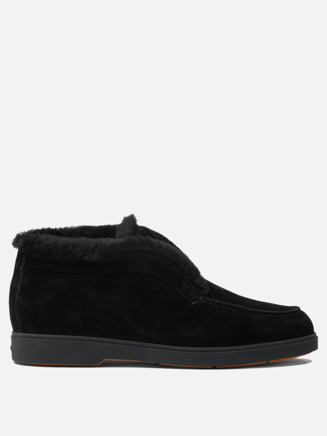 Pull-on boots 100% suede - 100% rubber  Black - Santoni Women | PDP | VIETTI Online Store | thumbnail