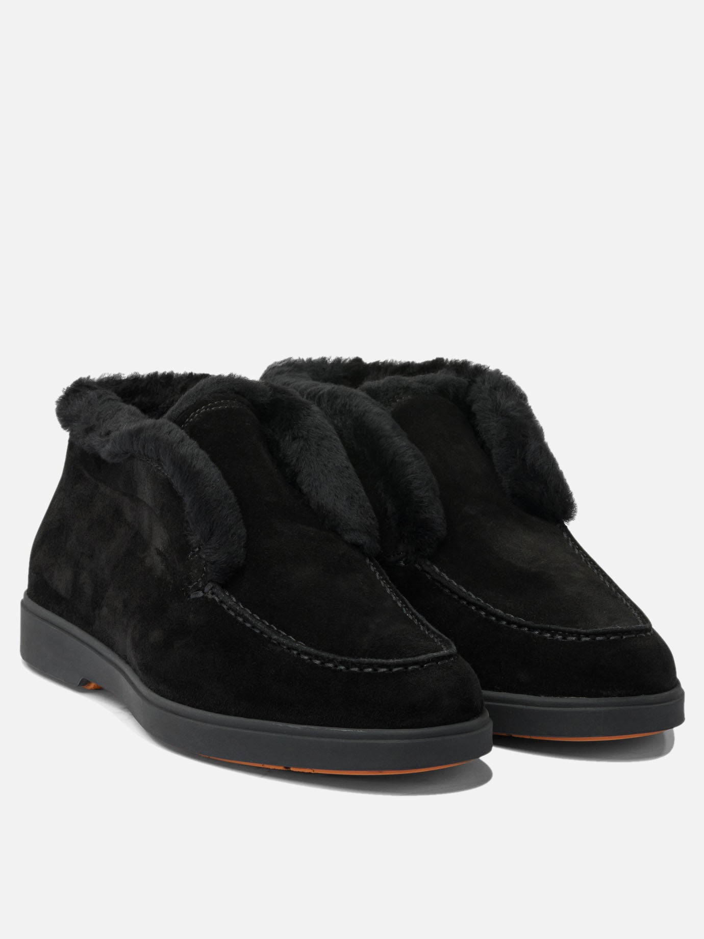 Pull-on boots 100% suede - 100% rubber  Black - Santoni Women | PDP | VIETTI Online Store | Zoom-Modal_2
