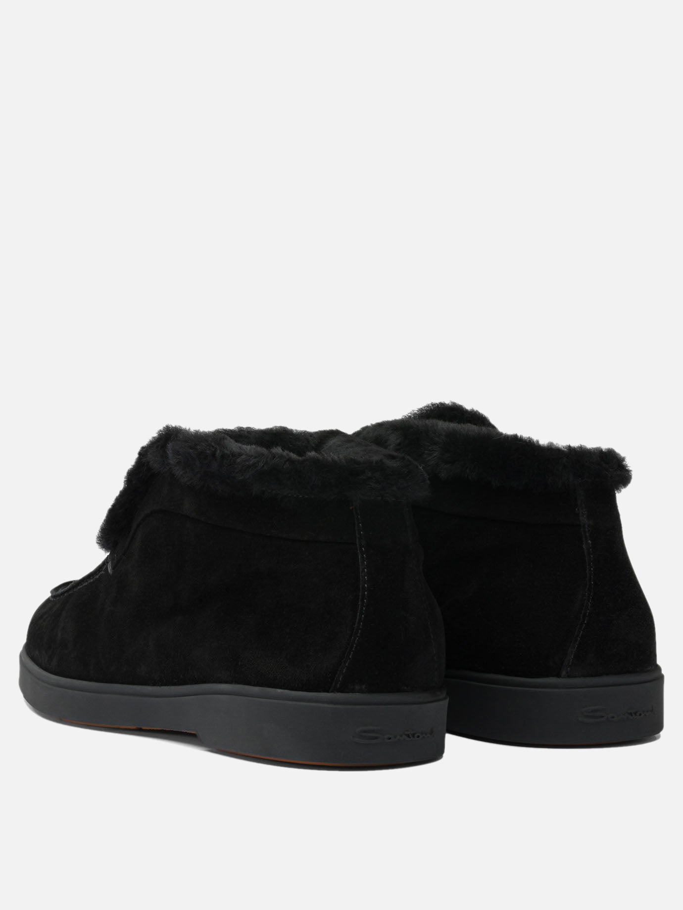 Pull-on boots 100% suede - 100% rubber  Black - Santoni Women | PDP | VIETTI Online Store | thumbnail_4