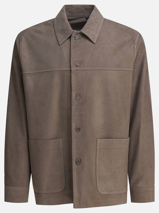 Leather jackets Solid colour  Grey - Vince Men | PDP | VIETTI Online Store 
